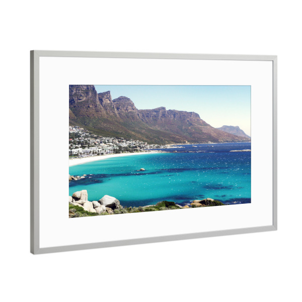 Poster mit Rahmen Silber "Camps Bay, ZA" artboxONE - Reise,Reise / Afrika,Reise / Länder