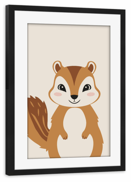 Poster mit Rahmen schwarz "Cute chipmunk" artboxONE - Für Kinder,Tiere