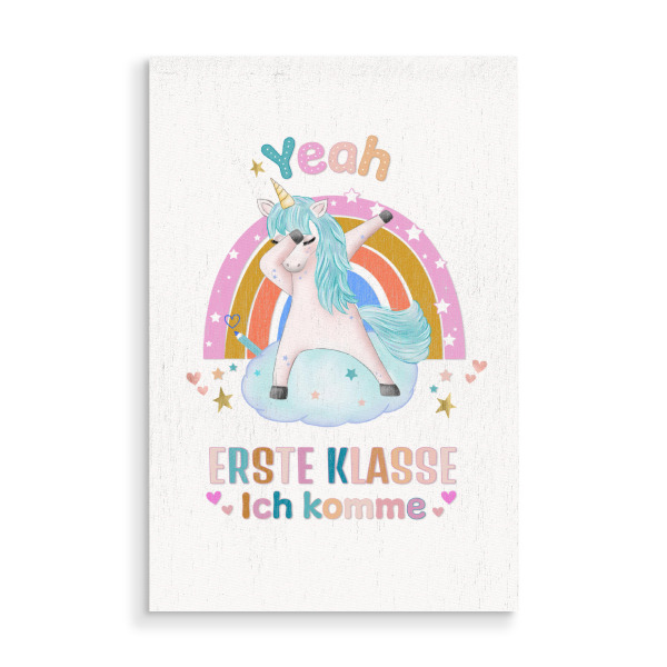 Holzbild "Einhorn für Erstklässler" artboxONE - Typografie,Für Kinder,Lustig
