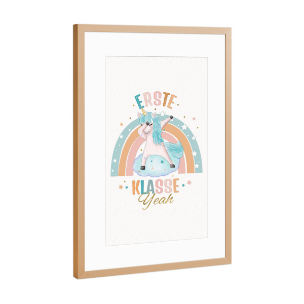 Poster mit Rahmen Kupfer "Einhorn für ersten Schultag" artboxONE - Typografie,Für Kinder,Lustig