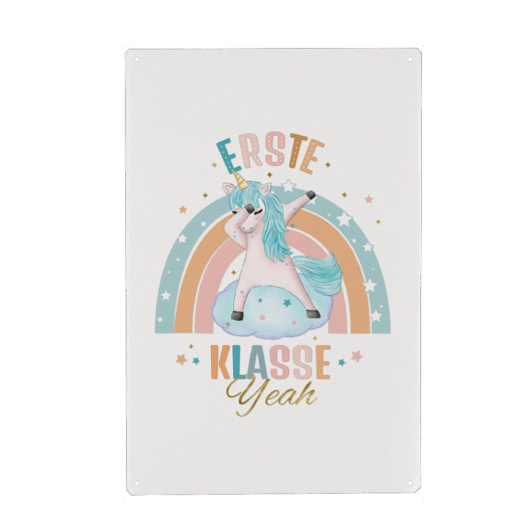 Metall Poster "Einhorn für ersten Schultag" artboxONE - Typografie,Für Kinder,Lustig