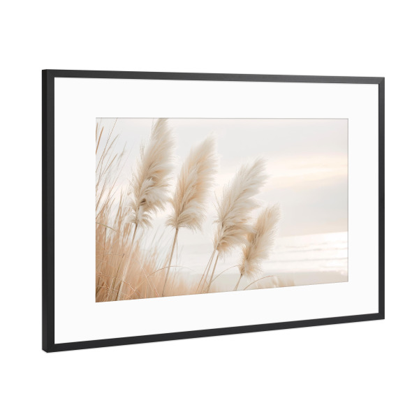 Poster mit Rahmen Schwarz (Metallic) "Pampasgras im Abendlicht" artboxONE - Natur,Reise / Strand und Meer