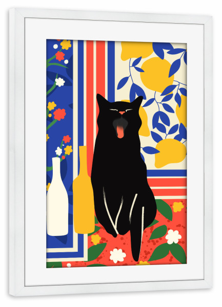 Poster mit Rahmen weiß "Pfoten und Muster" artboxONE - Tiere,Abstrakt