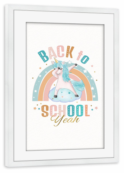 Poster mit Rahmen weiß "Juhu, wieder Schule" artboxONE - Typografie,Für Kinder,Lustig