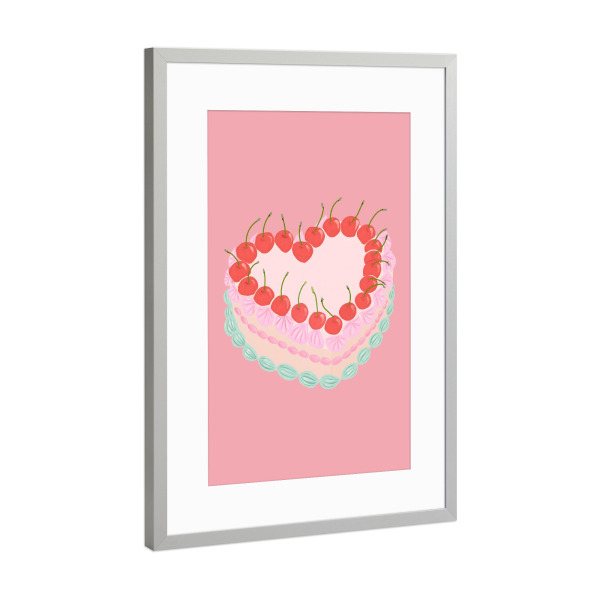 Poster mit Rahmen Silber "Preppy-Kuchen" artboxONE - Essen & Trinken