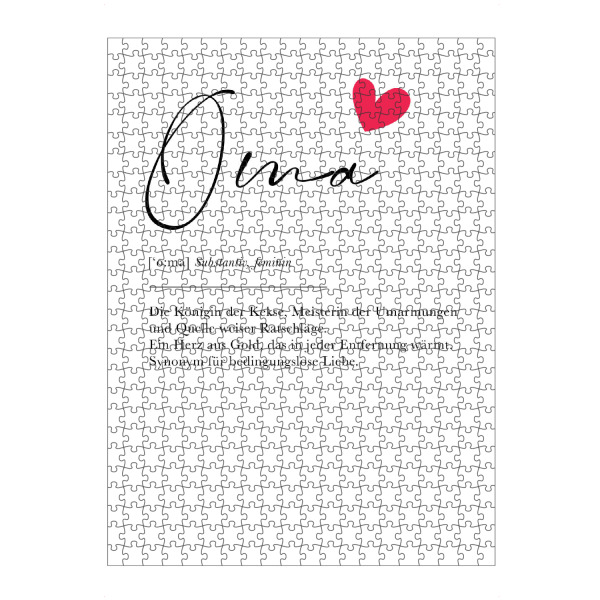 artboxONE Puzzle "Oma Definition" artboxONE - Menschen,Liebe - Oma,Definition,Herz,Liebe,Minimalistisch,Typo,Typografie - Bild oma