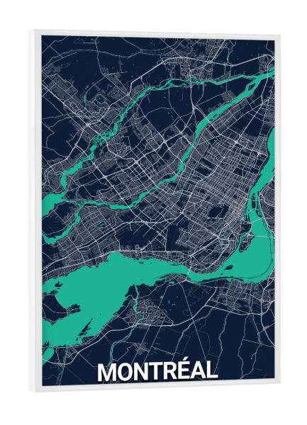 Poster mit weißem Rahmen "Montréal Map" artboxONE - Städte / Weitere,Kartografie