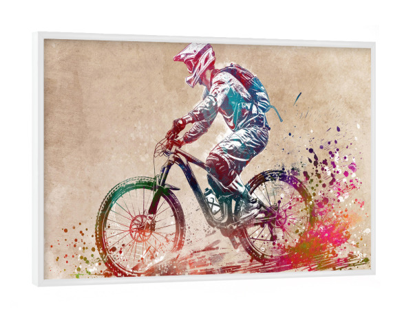 Poster mit weißem Rahmen "BMX Biker Sportkunst I" artboxONE - Sport,Sport / Motivation - Bmx,Bmx-rennen,Biker,Fahrrad,Sport,Rennen