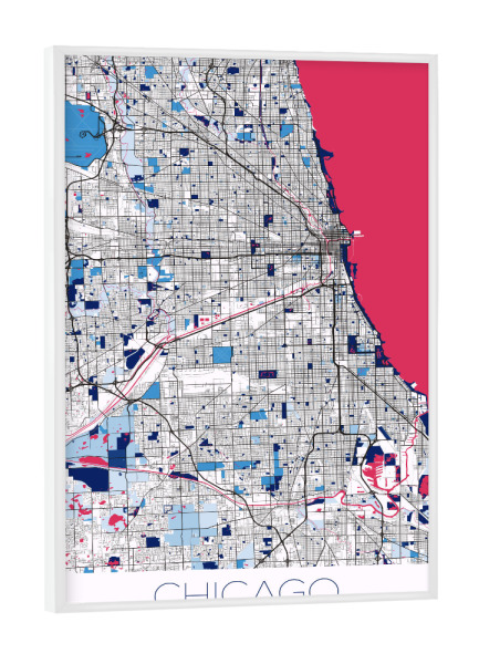 Poster mit weißem Rahmen "Citymap Chicago" artboxONE - Städte / Chicago,Kartografie