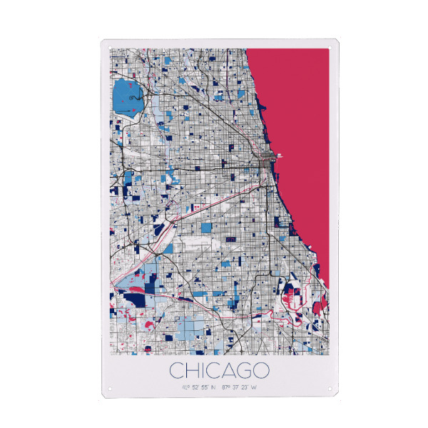Metall Poster "Citymap Chicago" artboxONE - Städte / Chicago,Kartografie
