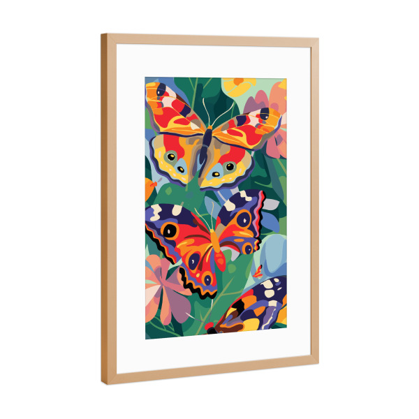 Poster mit Rahmen Kupfer "Vibrant butterflies" artboxONE - Natur,Floral
