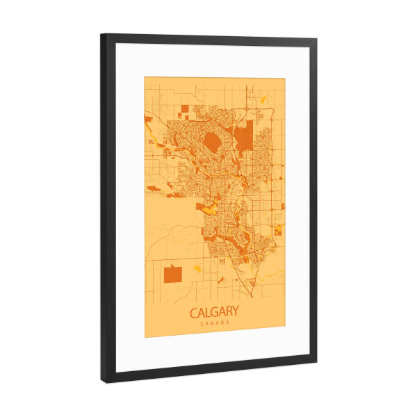 Poster mit Rahmen Schwarz (Metallic) "City von Calgary" artboxONE - Städte / Weitere,Kartografie