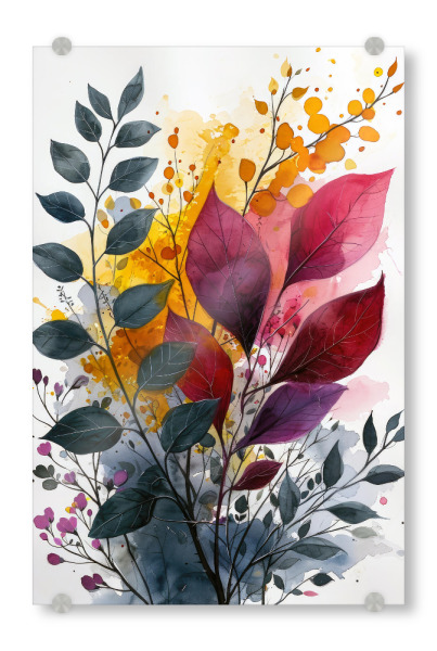 Acrylglasbild "Blumen und Blätter AD" artboxONE - Natur,Floral - Natur,Blumen,Blumen,Botanische,Blätter,Blatt,Blumen,Garten