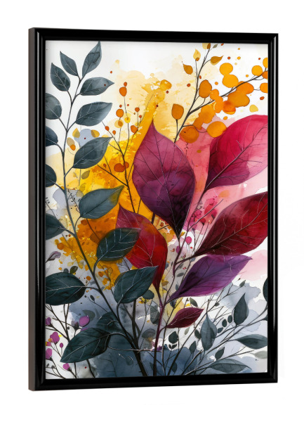 Poster mit schwarzem Rahmen "Blumen und Blätter AD" artboxONE - Natur,Floral - Natur,Blumen,Blumen,Botanische,Blätter,Blatt,Blumen,Garten
