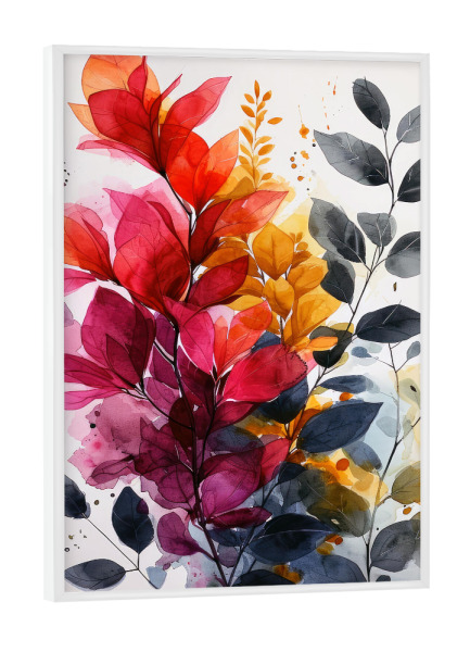 Poster mit weißem Rahmen "Blüten und Blätter AE" artboxONE - Natur,Floral - Natur,Blumen,Blumen,Botanische,Blätter,Blatt,Blumen,Garten