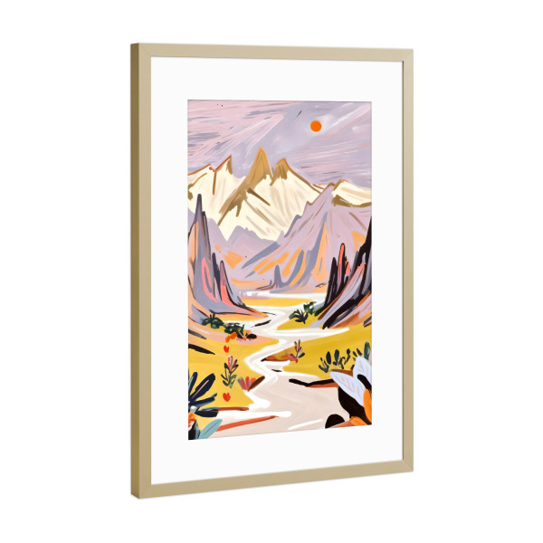 Poster mit Rahmen Gold "Lavendelberge" artboxONE - Natur,Abstrakt