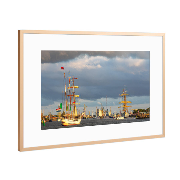 Poster mit Rahmen Kupfer "Segelschiffe im Neuen Strom" artboxONE - Natur,Reise,Architektur,Reise / Strand und Meer