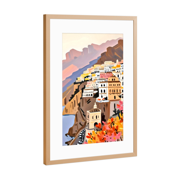 Poster mit Rahmen Kupfer "Amalfiküste" artboxONE - Natur,Architektur