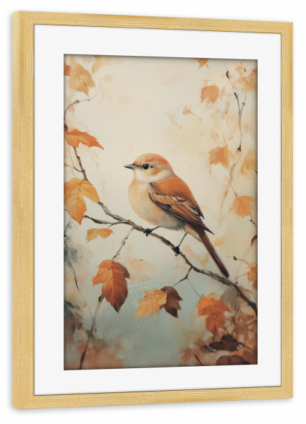 Poster mit Rahmen kiefer "Kleiner Vogel" artboxONE - Natur,Floral,Tiere,Halloween - Vogel,Kleiner vogel,Vögel