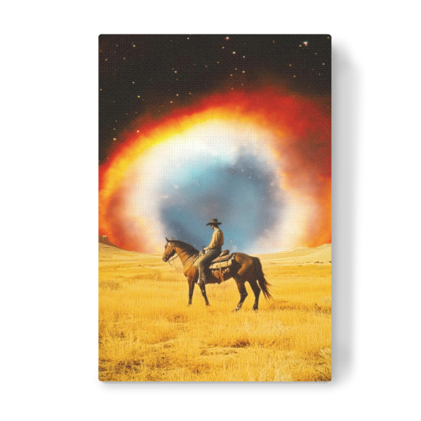 Leinwandbild "Nebel-Cowboy" artboxONE - Reise,Für Kinder,Für Papa,Galaxy