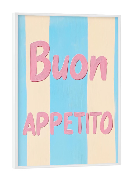 Poster mit weißem Rahmen "Buon Appetito Pastell" artboxONE - Typografie,Essen & Trinken,Reise / Strand und Meer