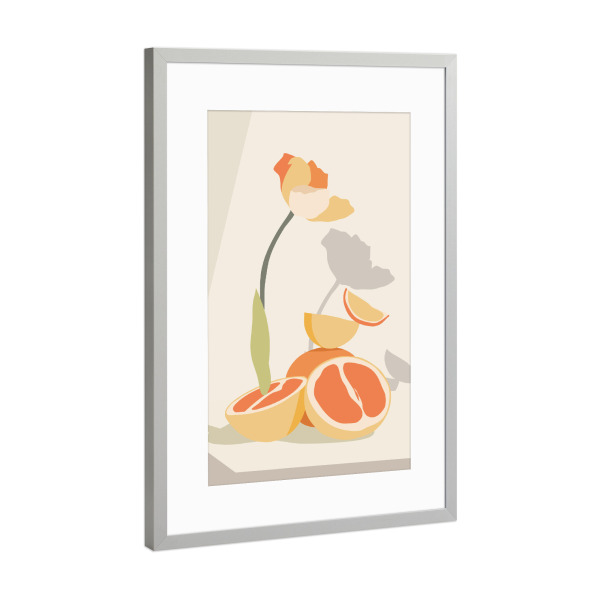 Poster mit Rahmen Silber "Monochrome Eleganz" artboxONE - Floral