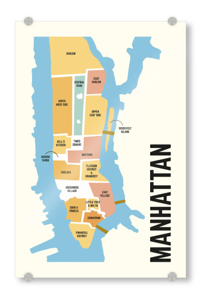 Acrylglasbild "Map von Manhatten" artboxONE - Städte / New York,Kartografie