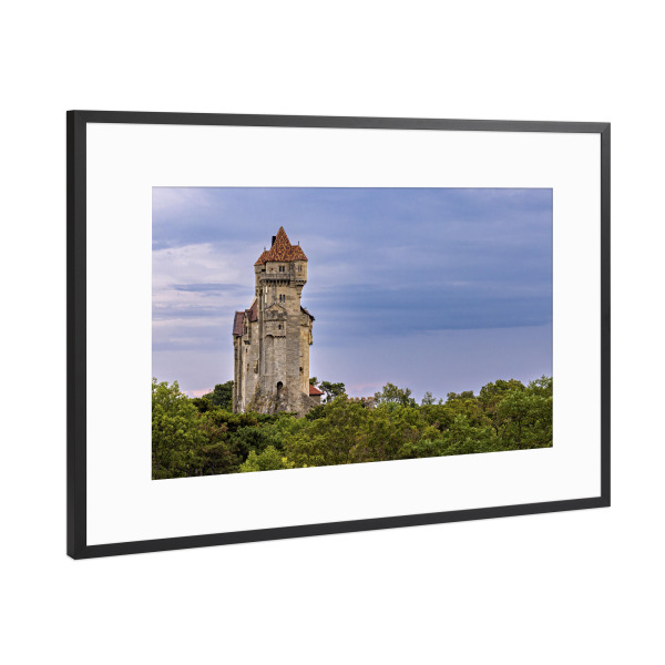 Poster mit Rahmen Schwarz (Metallic) "Liechtensteiner Burg bei Wien" artboxONE - Natur,Architektur