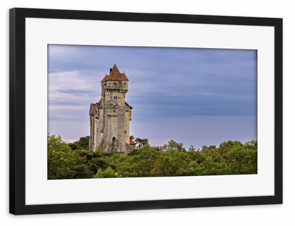 Poster mit Rahmen schwarz "Liechtensteiner Burg bei Wien" artboxONE - Natur,Architektur