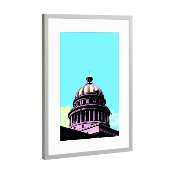 Poster mit Rahmen Silber "Pop Art El Capitolio" artboxONE - Reise,Architektur,Reise / Länder