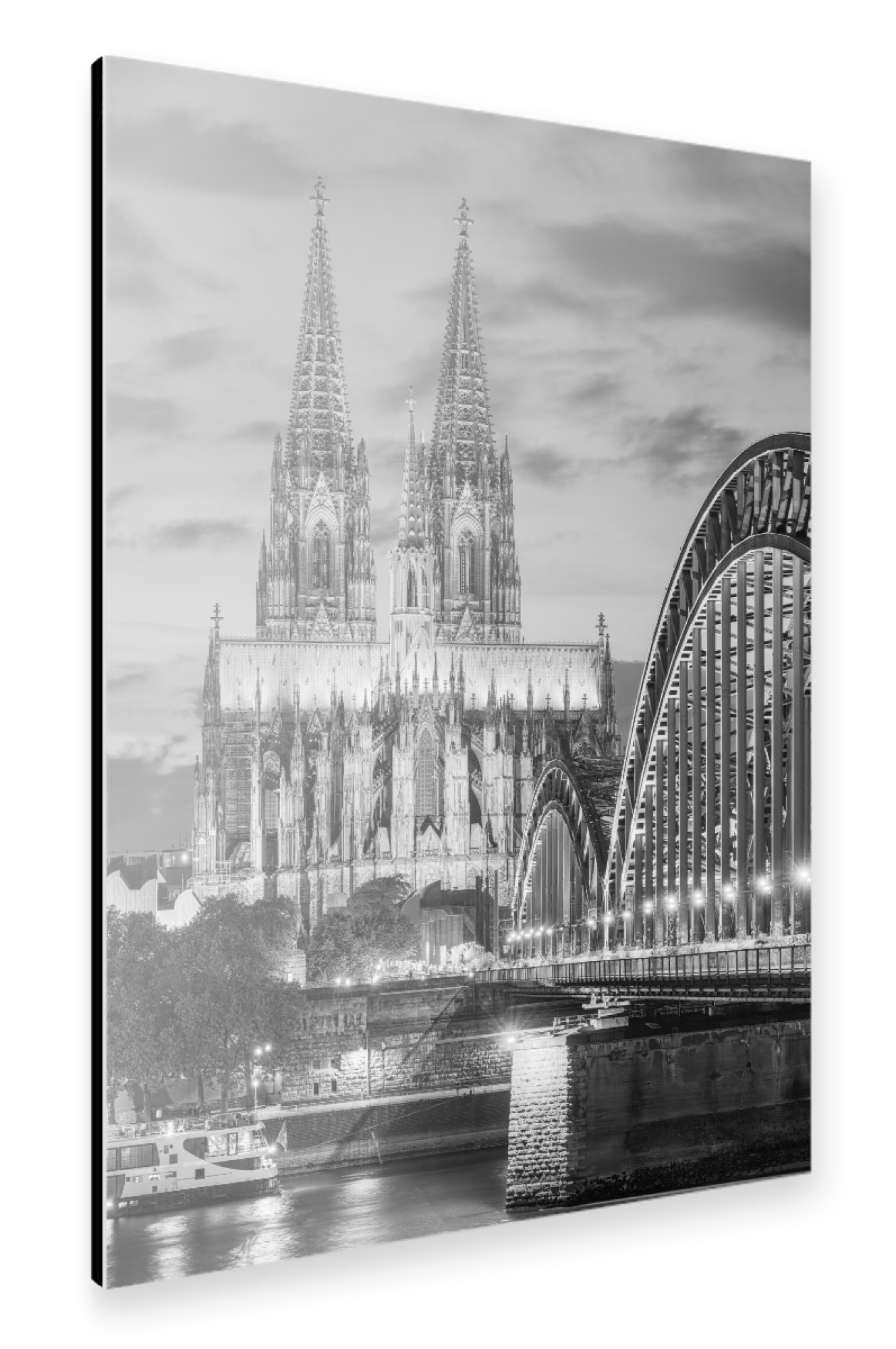 Alu-Dibond "Kölner Dom schwarz-weiß" 30x20 cm artboxONE