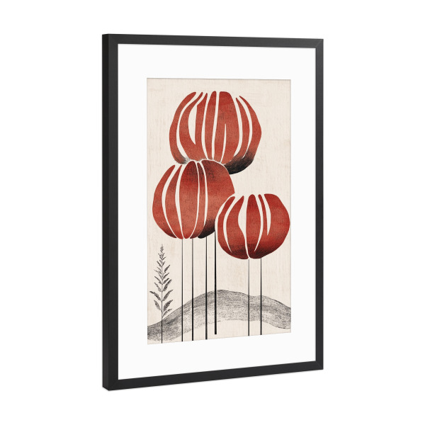 Poster mit Rahmen Schwarz (Metallic) "Zeitgenössische Tulpenkunst" artboxONE - Natur,Floral,Abstrakt
