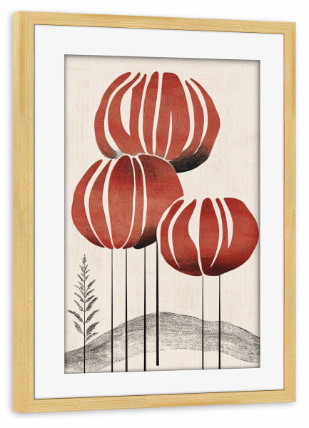 Poster mit Rahmen kiefer "Zeitgenössische Tulpenkunst" artboxONE - Natur,Floral,Abstrakt