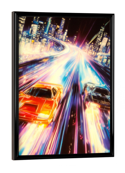 Poster mit schwarzem Rahmen "Turbo-Nachtfahrt" artboxONE - Reise,Sport / Motorsport,Automobile,Städte / Tokio,Städte / Las Vegas