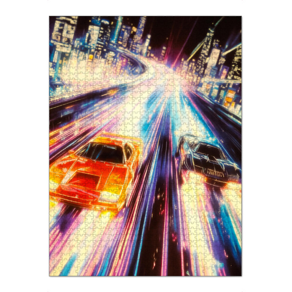 Puzzle Ravensburger "Turbo-Nachtfahrt" artboxONE - Reise,Sport / Motorsport,Automobile,Städte / Tokio,Städte / Las Vegas