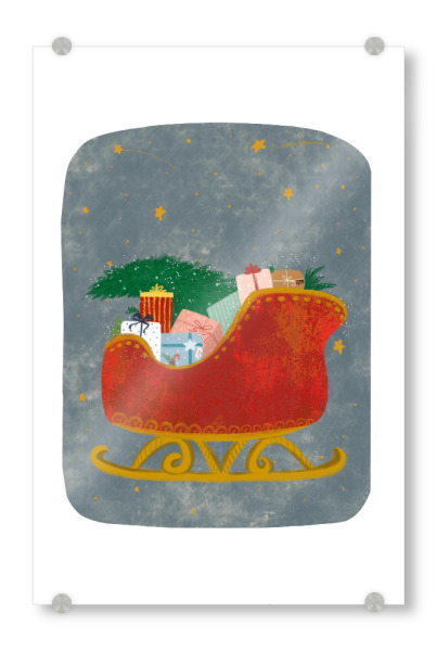 Acrylglasbild "Santas cart" artboxONE - Für Kinder,Weihnachten,Festivals