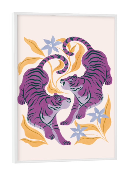 Poster mit weißem Rahmen "Tigerstärke in Lila" artboxONE - Für Kinder,Tiere