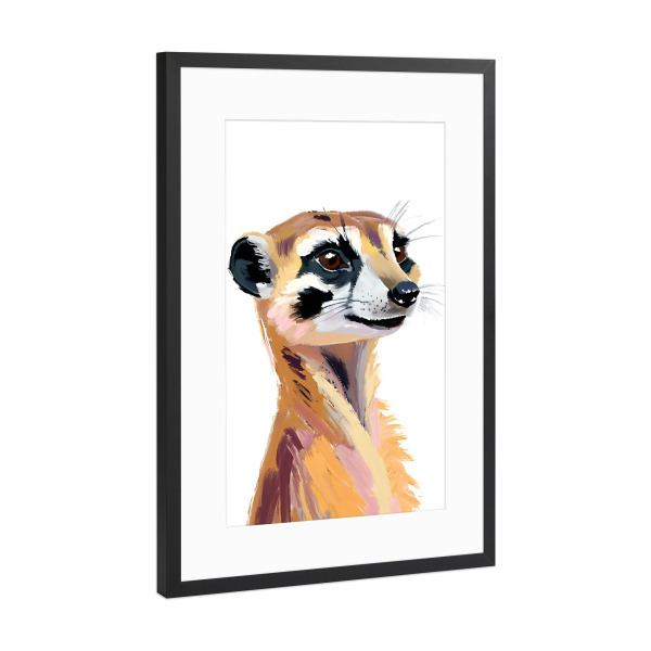 Poster mit Rahmen Schwarz (Metallic) "Kleines Erdmännchen" artboxONE - Für Kinder,Tiere,Abstrakt,Lustig