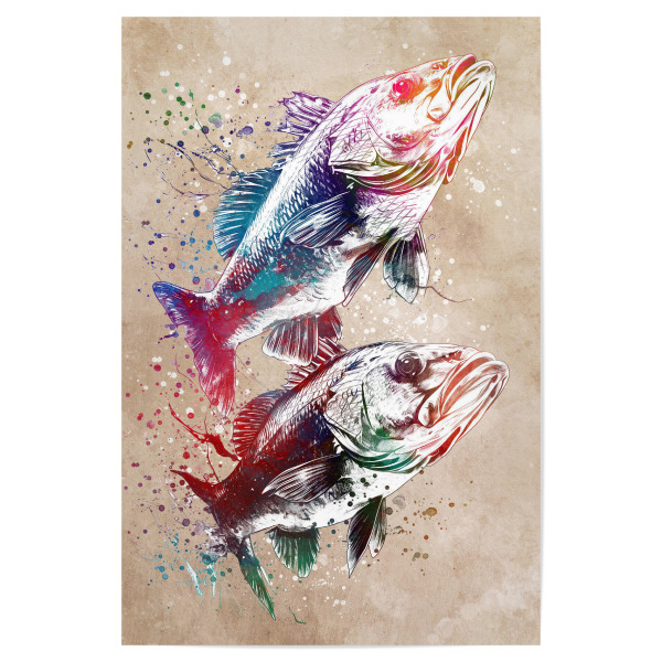 Poster "Angelsport Kunst F" artboxONE - Sport,Sport / Sommerspiele - Fisch,Angeln,Sport,Vektor,Fische,Illustration