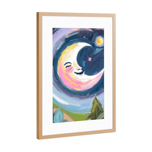 Poster mit Rahmen Kupfer "Lieber Mond" artboxONE - Natur,Für Kinder,Abstrakt