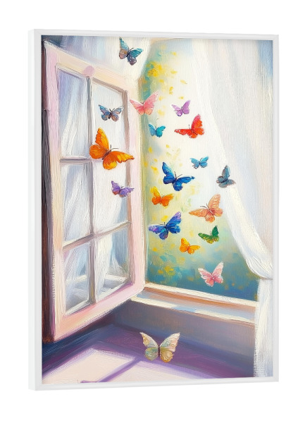 Poster mit weißem Rahmen "Schmetterlingszauber Kunst" artboxONE - Natur,Für Kinder,Tiere