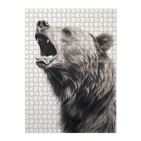Puzzle Ravensburger "Kraftvolle Bärenzeichnung" artboxONE - Natur,Tiere,Schwarzweiß
