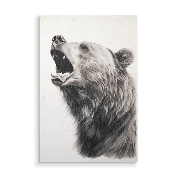 Holzbild "Kraftvolle Bärenzeichnung" artboxONE - Natur,Tiere,Schwarzweiß