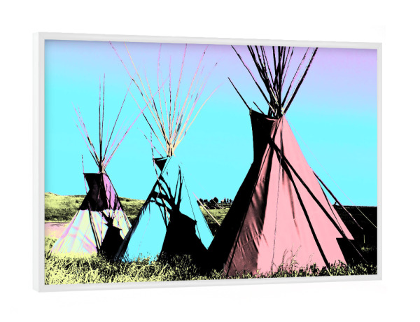 Poster mit weißem Rahmen "Native American Teepees Pop Art" artboxONE - Reise,Reise / Länder