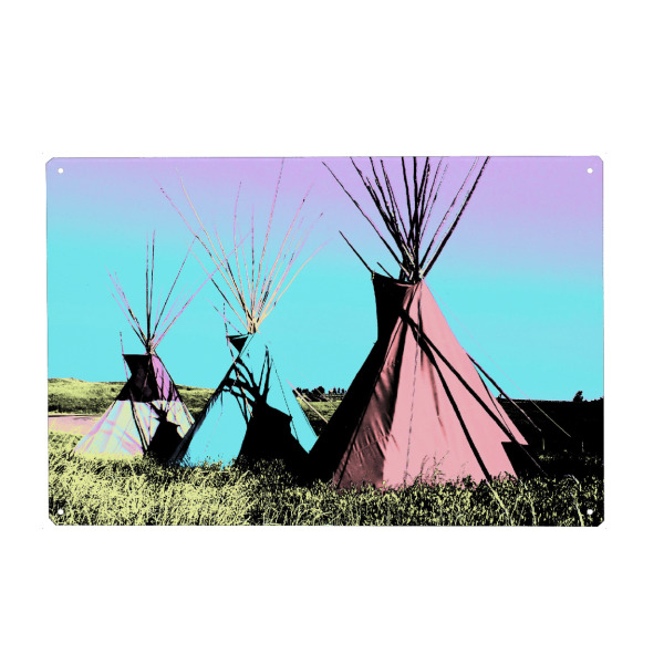 Holzbild "Native American Teepees Pop Art" artboxONE - Reise,Reise / Länder