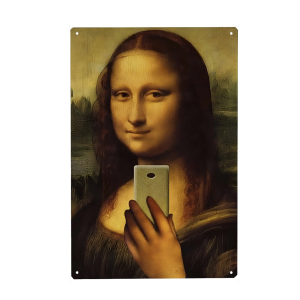 Holzbild "Mona Social" artboxONE - Menschen,Lustig