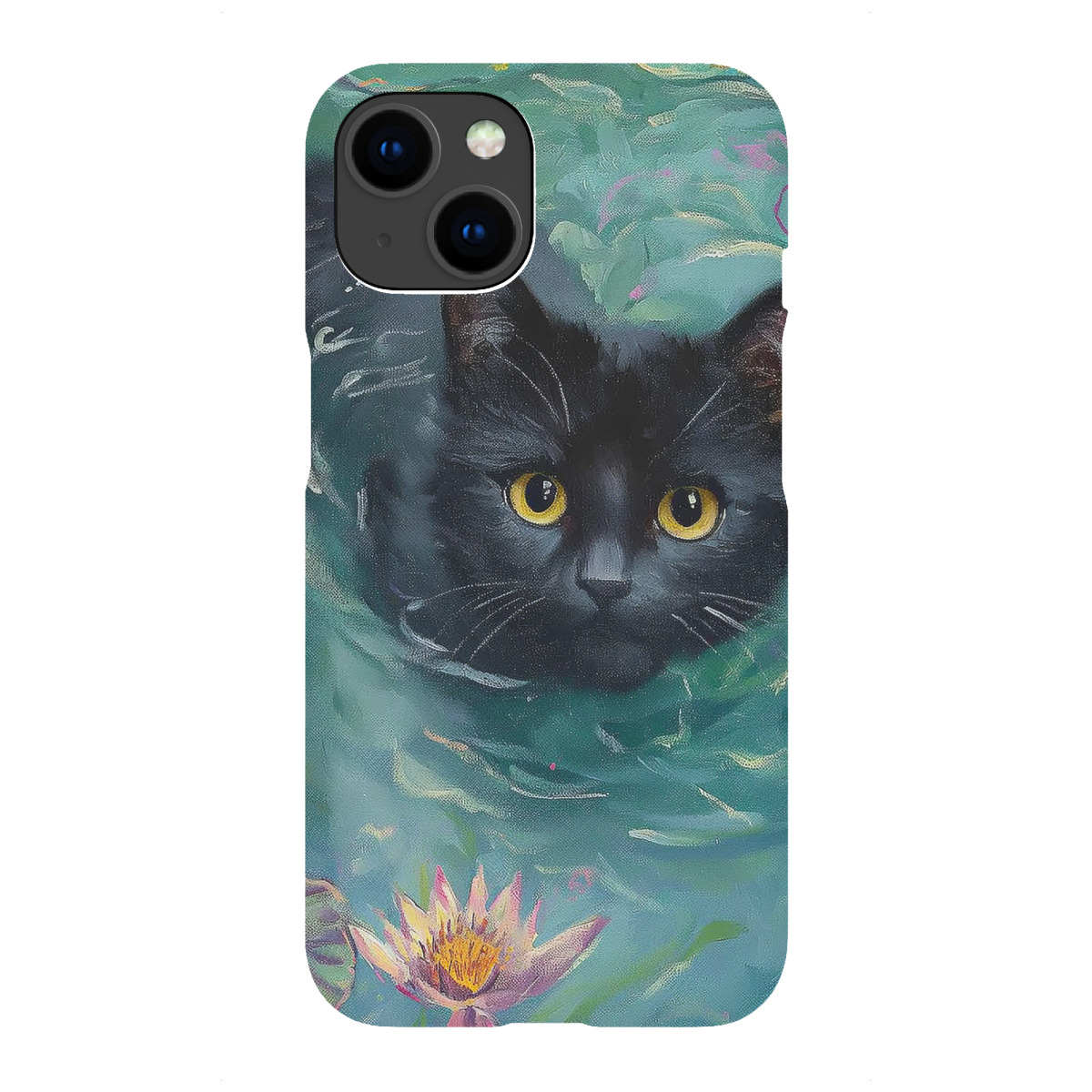"Schwarze Katze und Seerosen"für iPhone - Premium-Case Handyhülle artboxONE