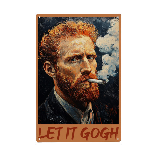 Metall Poster "Smoking let it gogh" artboxONE - Typografie,Abstrakt,Männer