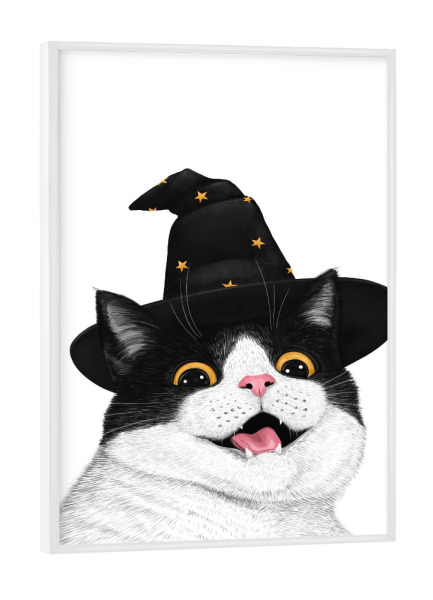 Poster mit weißem Rahmen "Katze von Halloween" artboxONE - Tiere - Katze,Katzen,Tiere,Tier,Natur,Halloween,Lustig,Niedlich,Kätzchen,Für sie