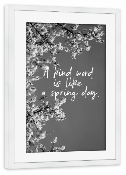 Poster mit Rahmen weiß "Frühlingstag schwarz-weiß" artboxONE - Typografie,Natur,Floral,Schwarzweiß